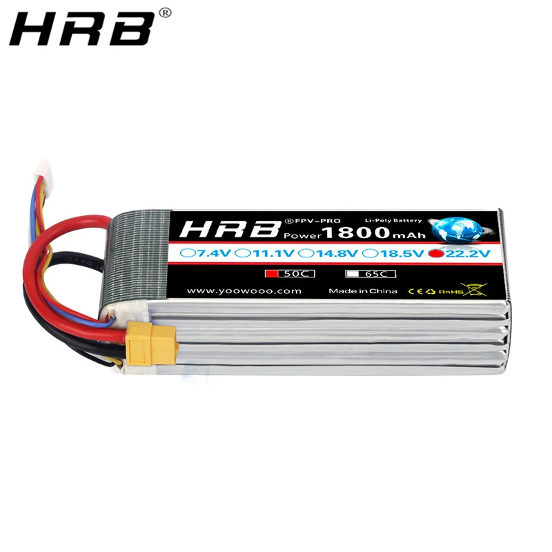 Литий полимерный аккумулятор HRB 22 2 в 6S 1800 мАч XT60 T Deans XT90 TRX EC5 50C для мультикоптера FPV
