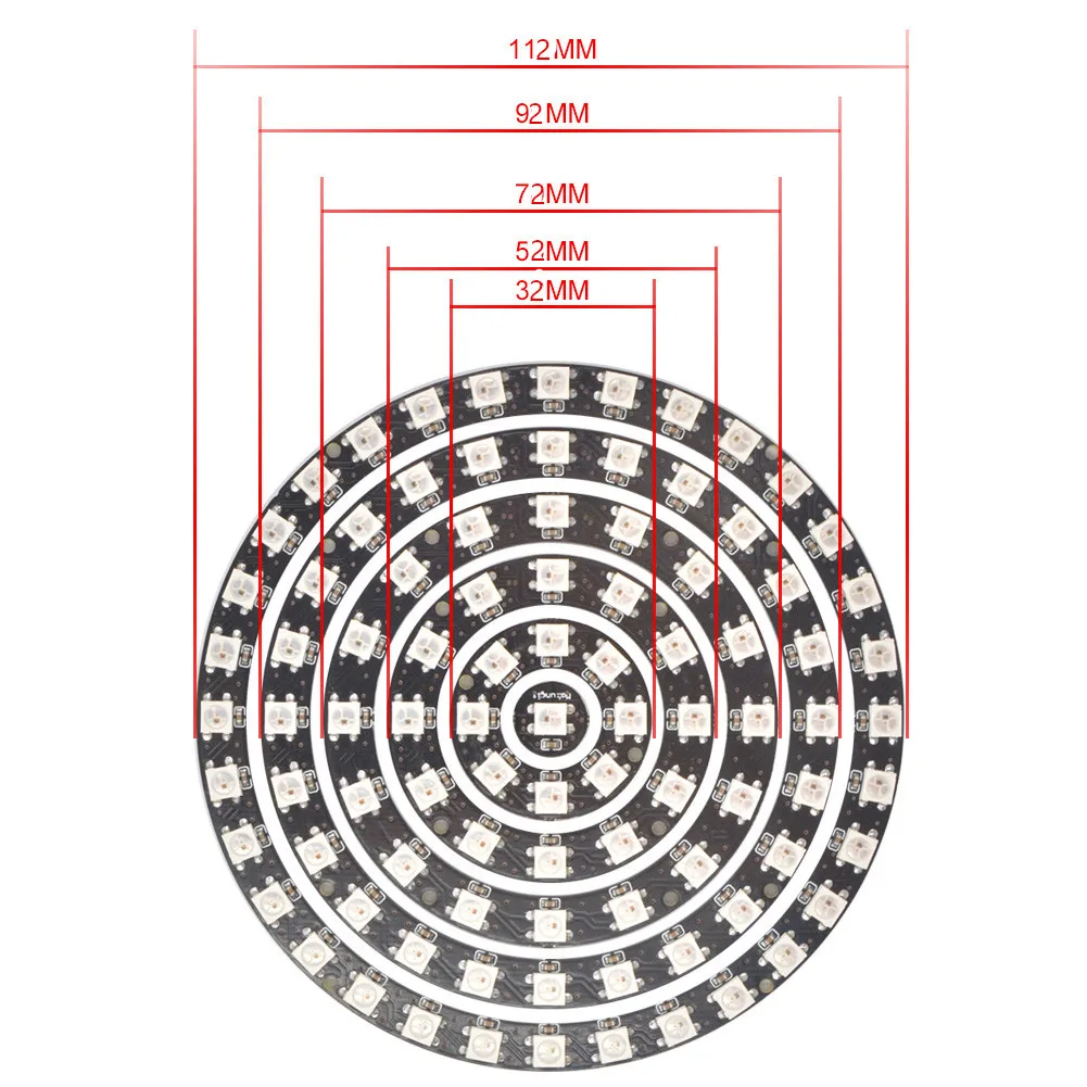 Mokungit 1 8 12 16 24 32 40 48 60 93 241 бит светодиод s WS2812B кольцо SK6812 5050 RGB светодиодное