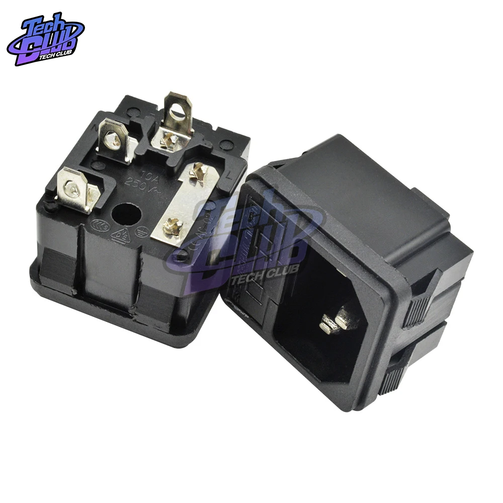 1 шт. 10A 250VAC 4 Pin IEC320 C14 входной разъем AC Мощность гнездо кулисный переключатель