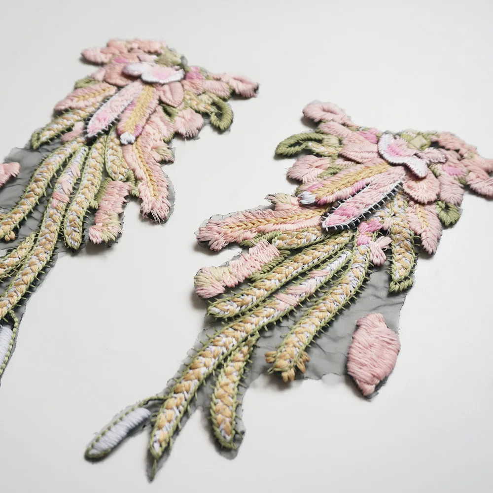 2 шт. красочная вышивка Ангел искусственное шитье цветочный воротник нашивка