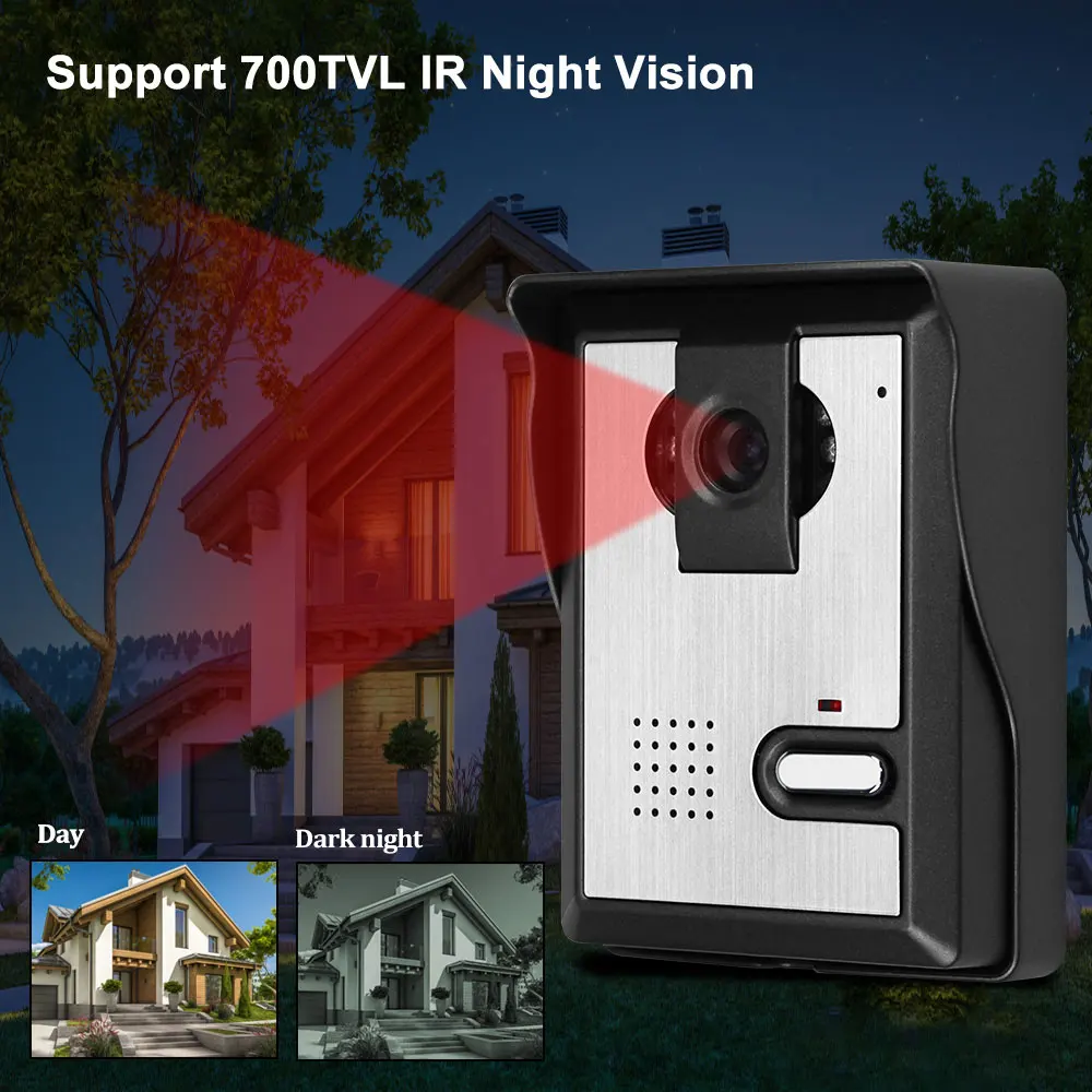 new 7 color video door phone doorbell intercom system for home villa 2 indoor monitors ir night vision outdoor camera diy free global shipping