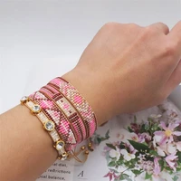 zhongvi miyuki pink bracelets set for lady handmade bead inlay zircon bracelets hot sale pulseras femme 2022 new years gift