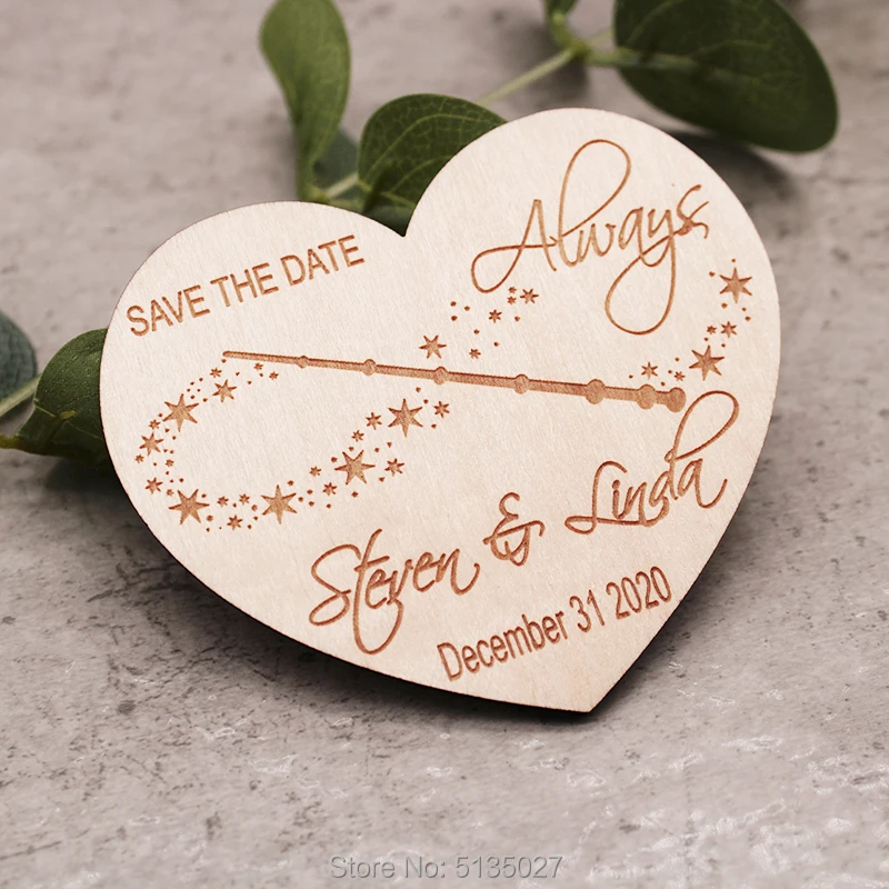 Персонализированный Свадебный магнит для сохранения даты из дерева всегда
