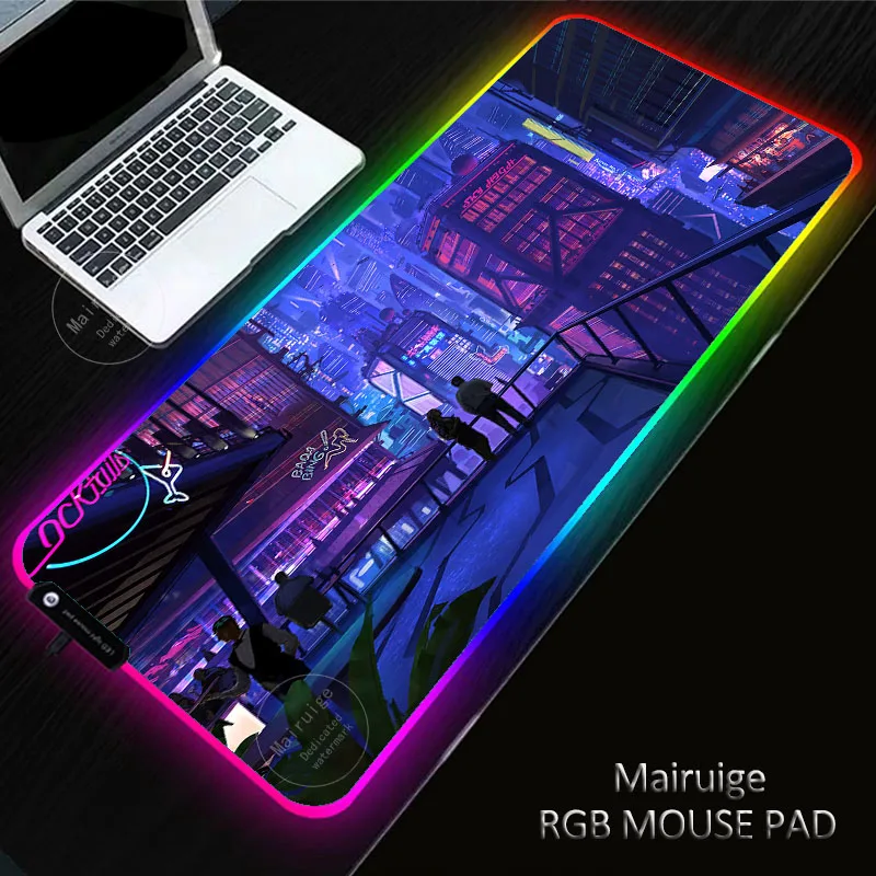 

Drop Shipping RGB LED Anime XXL Large Mousepad Gaming Accessories Neon Mouse Pad Rugs Gamer Computer Desk Pad Keyboard MouseMat