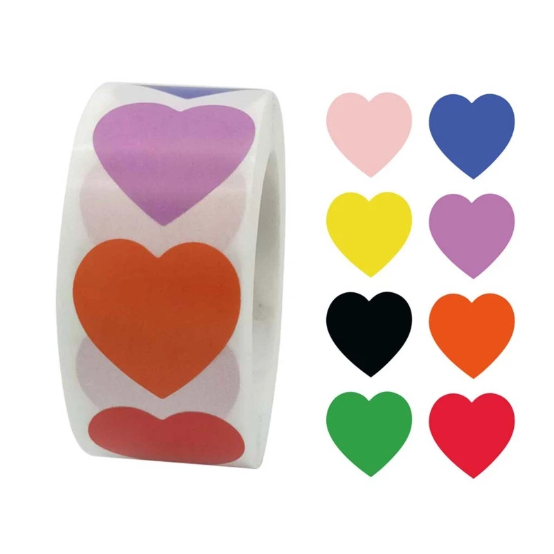 

500pcs/roll Heart Shaped Love Seal Stickers Scrapbook Gift Packaging Birthday Party Supplies Stationery