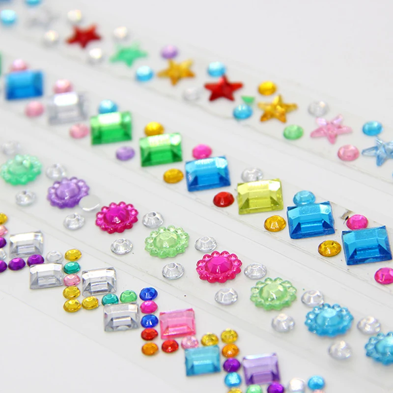 

1Pcs 1.8*50CM Random Style Multicolor Self Adhesive Glitter Acrylic Rhinestone Sticker Books Photo Frame Decoration