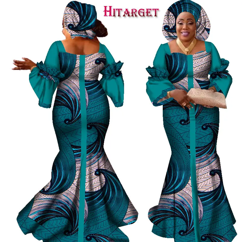 Женское платье с шарфом длинное в африканском стиле модель WY2347|african dresses for women|african