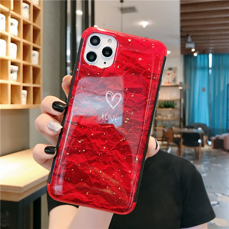 For iphone 11Pro Max X 6 7 8 6s Case Fundas XR XS 11 Pro s Plus Cover Glitter Heart Love Phone |