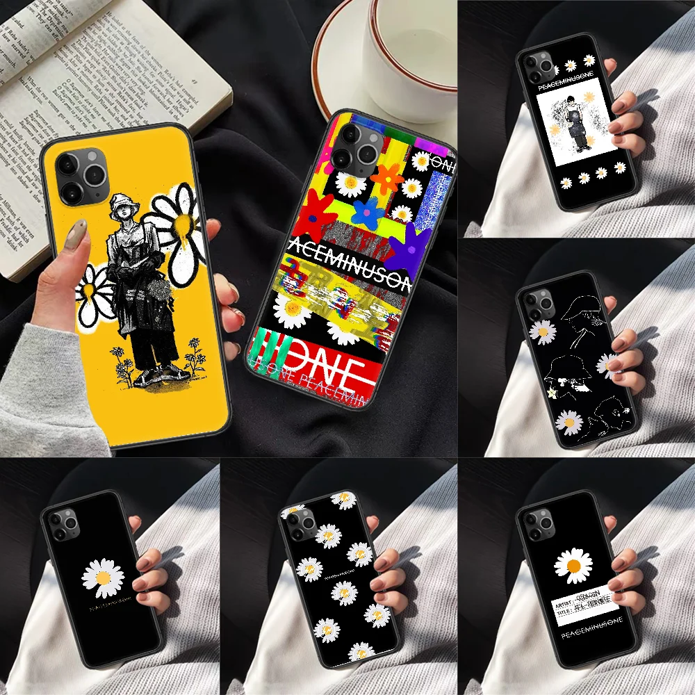 

G Dragon Peaceminusone Flower Phone Case For Iphone12 Mini 11PRO XR X XS MAX 6 6s 7 8 Plus 5 5s SE 2020 black Funda Painting