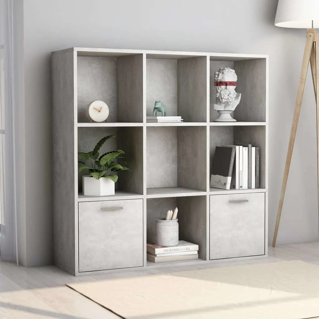 

Шкаф для книг, бетонный серый, 38,5x11,8x38,5 дюйма, ДСП