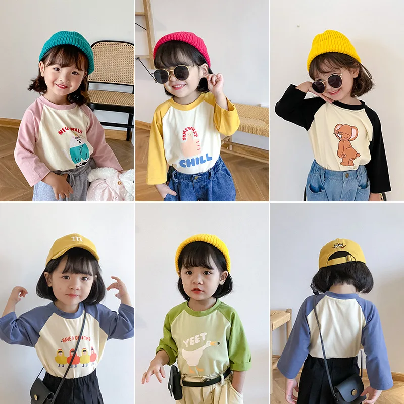 

Long Sleeve Children T shirt Cartoon Printed Tops Spring Autumn Kids Clothes for Girls&Boys Basic Shirt BB162