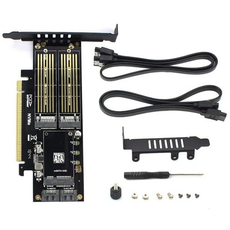 

JEYI M2 NVMe SSD NGFF to PCIE 3.0 X16 Adapter M Key B Key MSATA PCI Express 3.0 NVME M.2 SSD & M.2 AHCI & MSATA 3 in 1