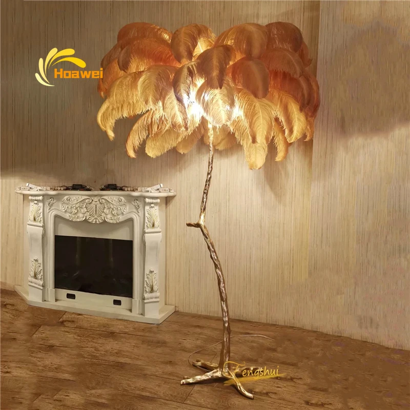 Современная роскошная Напольная Лампа из страусиного пера светодиодные лампы