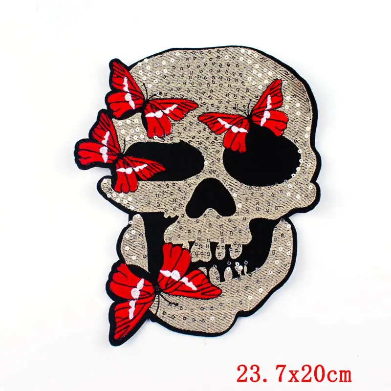 Праджня большой задней аппликацией черепа панк патчи для одежды бесплатная