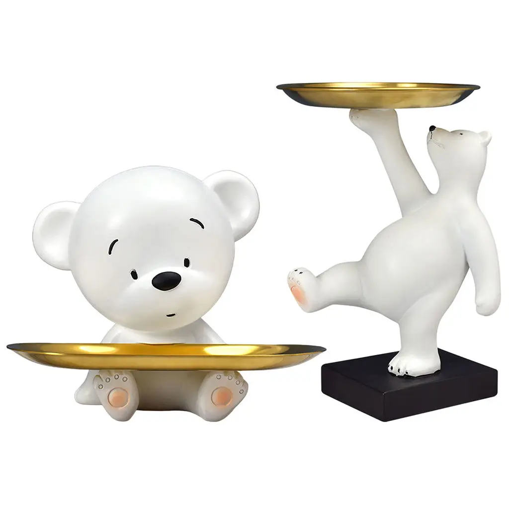 

Resin White Bear Statue Figurine Sculpture Trinkets Key Holder