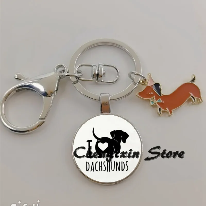 Cute dachshund cute pet animal keychain creative cartoon mobile phone bag car pendant fun | Key Chains