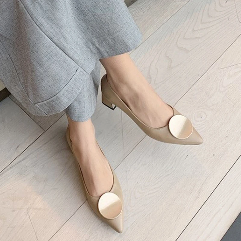 

Fashion poined Toe Shoes Woman ankle Decoration High Heels Pumps For Women Genuine Leather Sweet Wedding Women Shoes