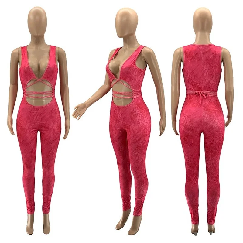 

Prowow Sexy Women Jumpsuits Hollow Out Bandage One Piece Romper for Lady 2021 New Summer Party Night Clubwear Outfits Playsuits