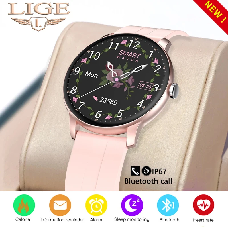 

Смарт-часы LIGE женские с Bluetooth, фитнес-трекером и тонометром