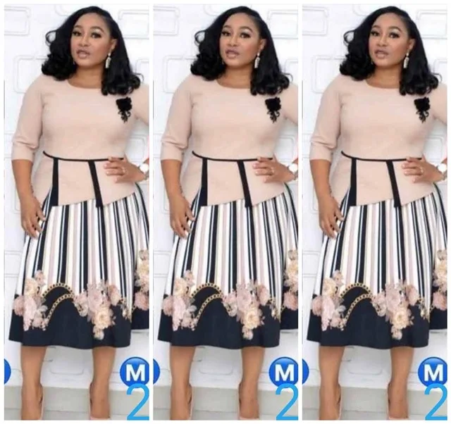 4XL размера плюс комплект из обуви в африканском стиле платье для женщин 3/4 полоску