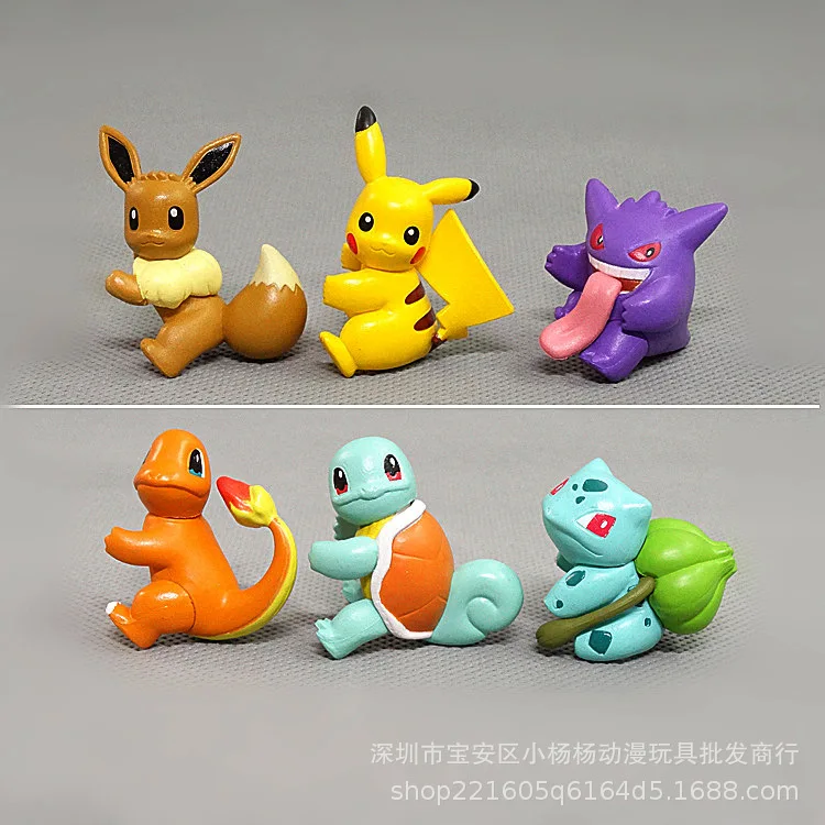 

TOMY Pokemon Action Figure Boxed 6 Pikachu Gengar Eevee Bulbasaur Data Cable Protective Cover Doll Gacha Randomly Distributed