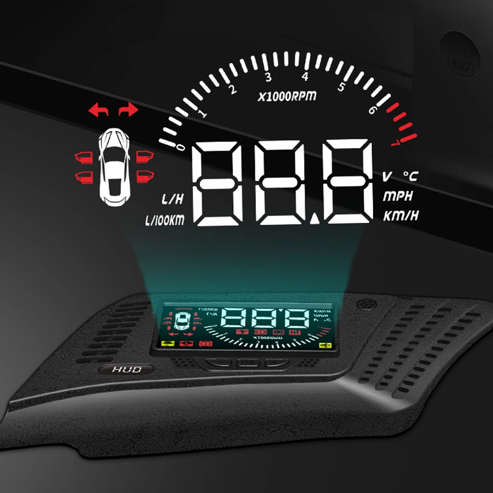 

For Honda CR-V G5 2017-2021 Mirror HUD Auto Car Head Up Display Windshield Screen Projector Security Alarm Overspeed RPM Voltage