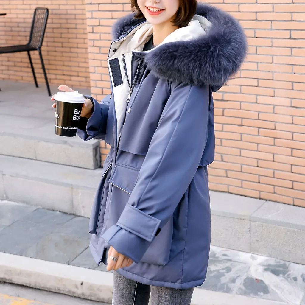 Новинка зимы 2019 модное приталенное женское длинное пуховое хлопковое пальто с