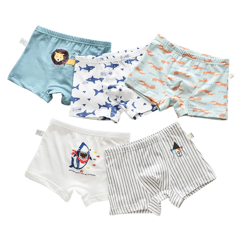 Трусы боксеры хлопковые для мальчиков и девочек шорты в полоску с мультяшными