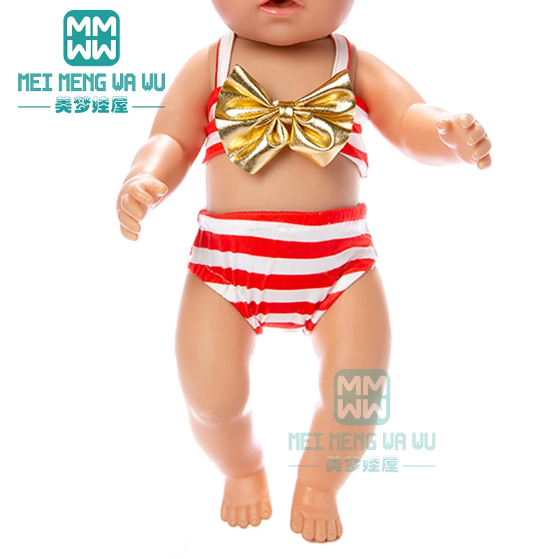 Комплект одежды для куклы черно-белый полосатый купальник 43 см | Игрушки и хобби