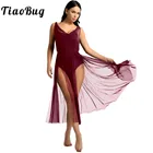 Женское шифоновое платье без рукавов, эластичное балетное платье-пачка, гимнастическое трико, танцевальное платье со встроенной полкой, бюстгальтер