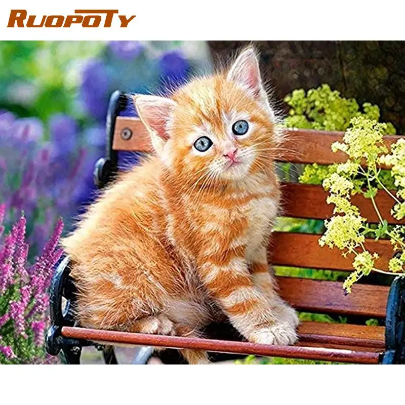 RUOPOTY 5D DIY алмазная живопись кот любителей камни в форме ромба Стразы Вышивка