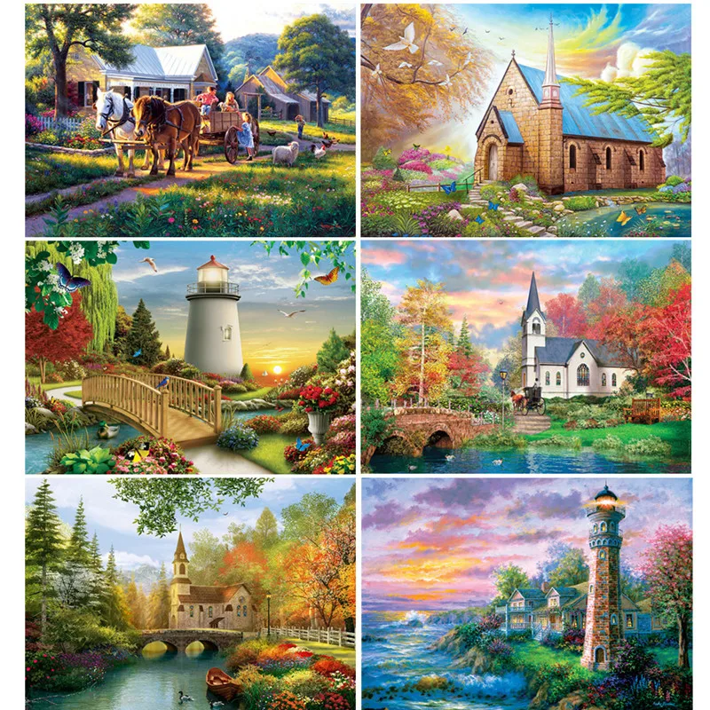 

5D Diy Paint Landscape Castle Adults Arts and Crafts Beautiful Town Embroidery Diamond Painting Mosaic Paint Home Decor