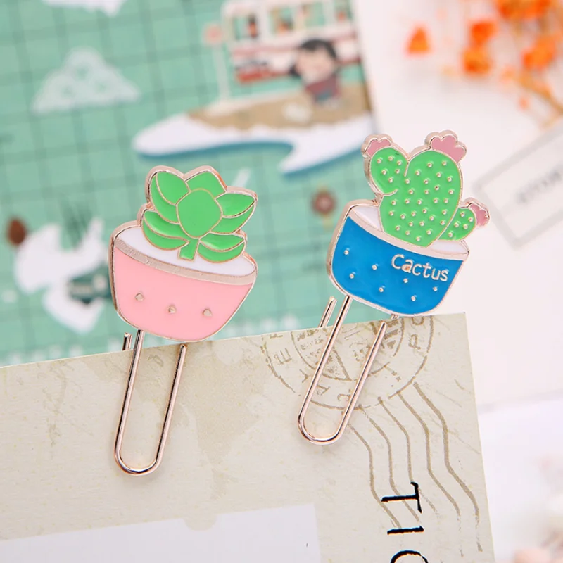 

Kawaii Cactus Paper Clip Bookmark Cute Decor Accessories Book Mark Page Folder Office School Supplies Stationery