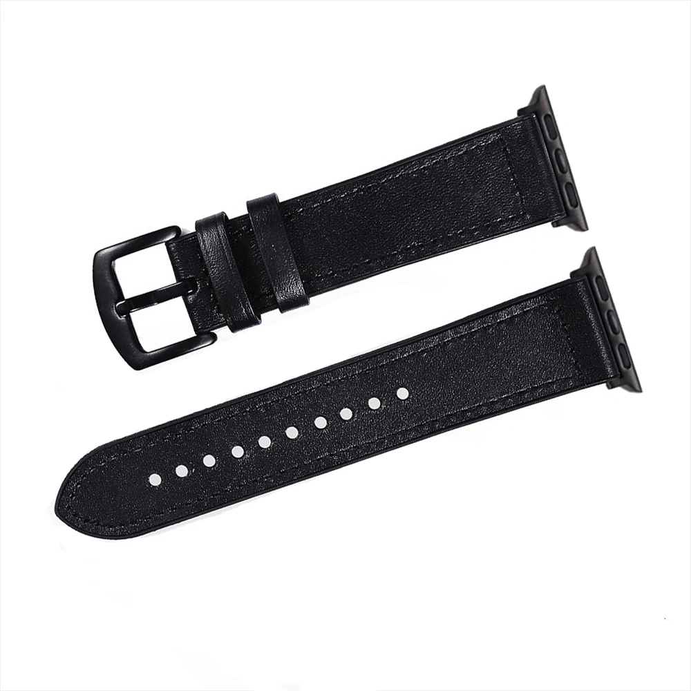 Браслет для часов из силикона и кожи 38мм 40мм 42мм 44мм для замены на Apple Watch 3/2/1 и iWatch 4/5.