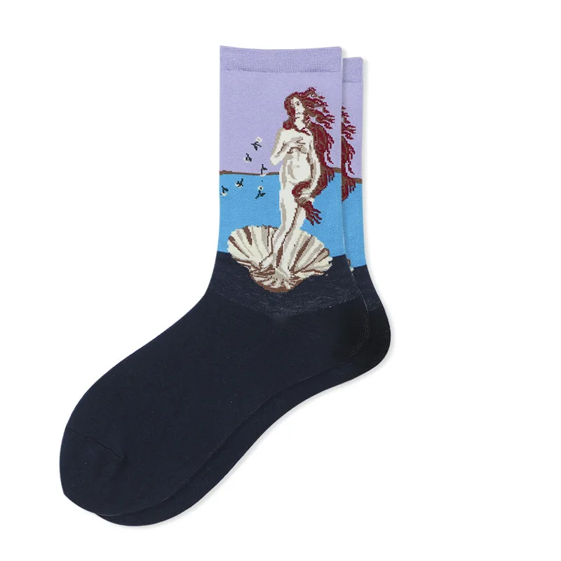 Mermaid Jeseca новая Звездная ночь теплые носки для зимы Ретро Для женщин Искусство Ван Гог роспись всемирно известная картина маслом унисекс из хлопка с фирменным логотипом забавные носки для девочек - Цвет: Mermaid