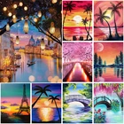 Алмазная 5D картина сделай сам, Набор для вышивки крестиком с изображением пейзажа, заката, берега, мозаика для украшения дома, подарок на Новый год