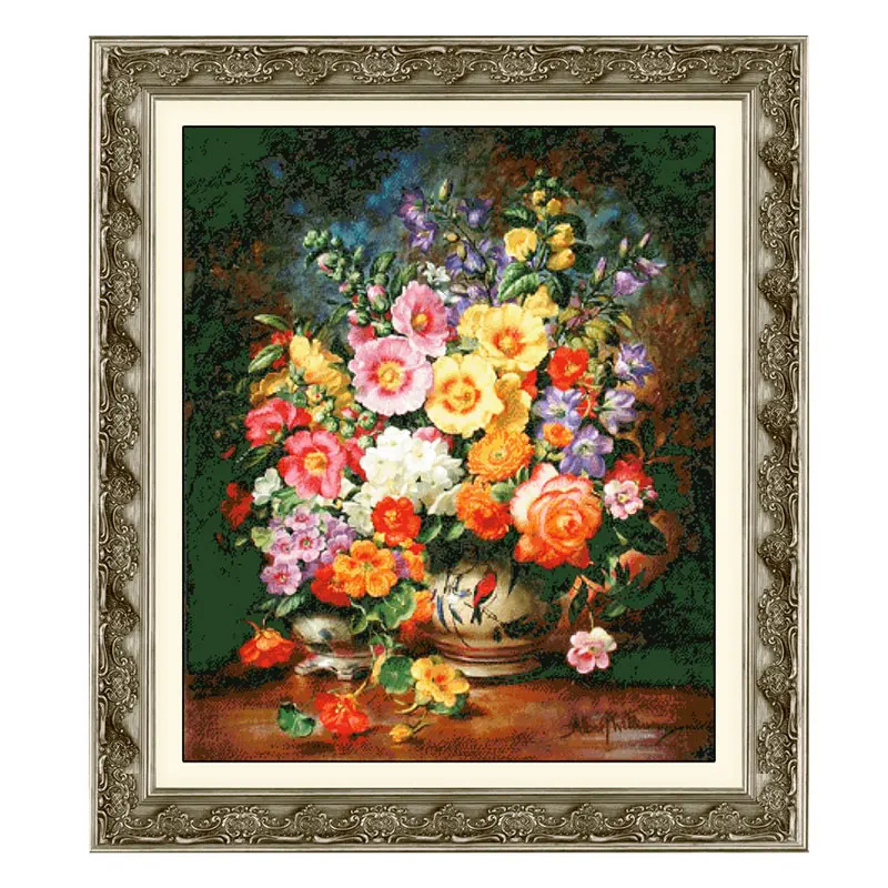 Набор для вышивки крестиком Fishxx ваза с маковым цветком в европейском стиле