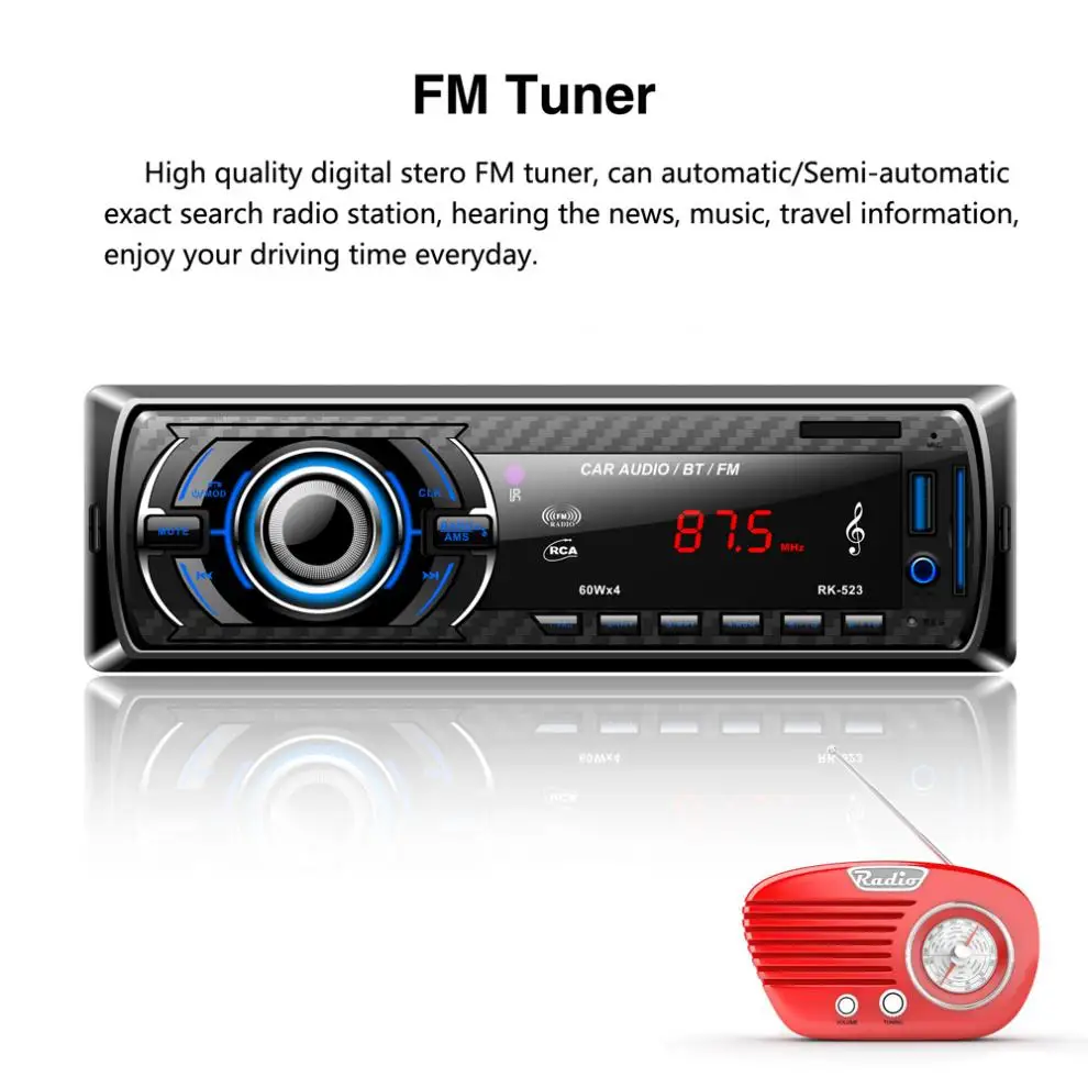 Автомагнитола с Bluetooth 12 В mp3-плеер стерео аудио FM USB SD MMC AUX + пульт дистанционного