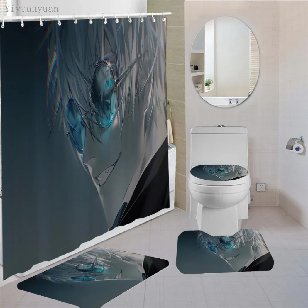 Prezzo FAIRY TAIL Anime 3D Stampato Bagno Tenda Da Doccia Set Sedile Wc Tappetini Da Bagno E Tappeti Tappeti Copriwater Tenda Con Ganci