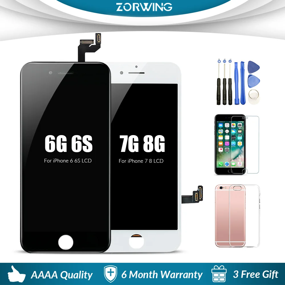 

ЖК-дисплей в сборе с тачскрином для смартфонов iPhone 4S-8 Plus, белый/черный