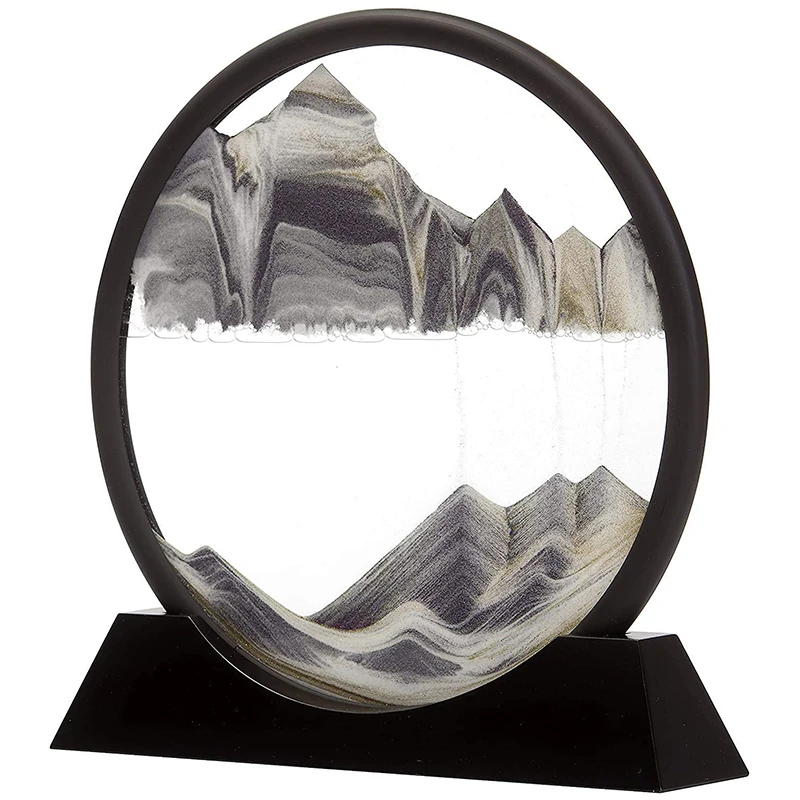 

Moving Sand Art Picture Round Glass 3D Deep Sea Sandscape in Motion Display Flowing Sand Frame(7inch)