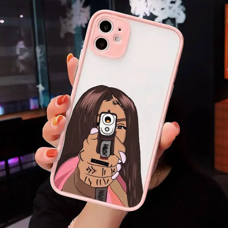 

Afro Girls Black Women Phone Cases Matte Transparent for iPhone 7 8 11 12 s mini pro X XS XR MAX Plus cover funda