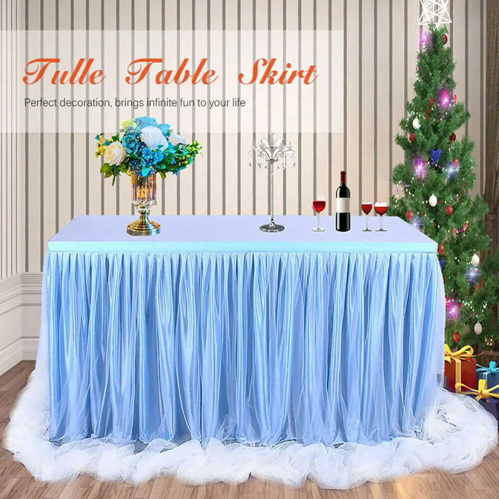 

NEW 6ft Wedding Tulle Tutu Table Skirt Party Birthday Festive Baby Shower Decor