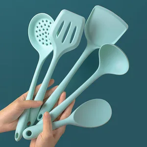 5pcs silicone cooking kitchenware tools spoon spatula ladle egg beaters utensils non stick cookware kitchen gadgets accessories free global shipping