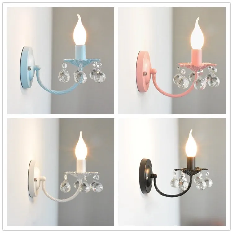 Детская комната многоцветный кристалл освещение синий черный розовый люстры для