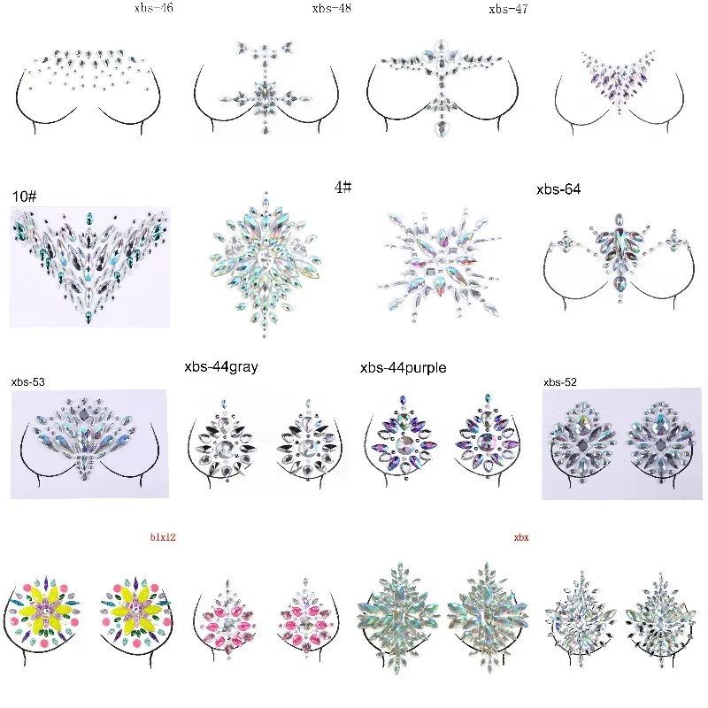 

Nipple Cover Crystal Bra Stickers Adhesive Diamond Beads Breast Petal Pasties Breathable Bra Accessories Bra Pad Tattoo Sticker