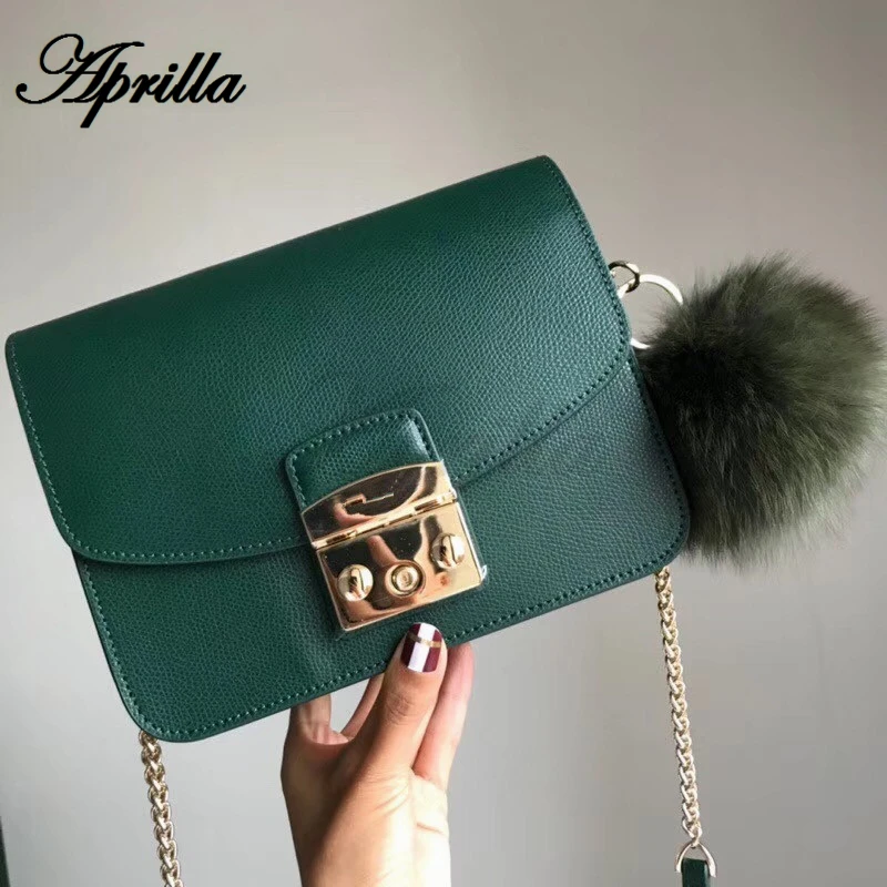 blackish green Aprilla, дизайнерские брендовые сумки, 21 см, средние сумки из натуральной кожи с клапаном, женская сумка на плечо с цепочкой, сумки через плечо, 203 - Цвет: blackish green
