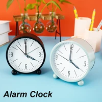 4 inch alarm clock silent pointer desktop round digital clock with night light metal luminous bedroom bedside small clock decor