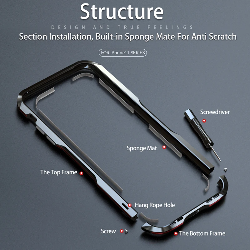 Роскошный Металлический Чехол бампер для iPhone11 Pro чехол в алюминиевой оправе