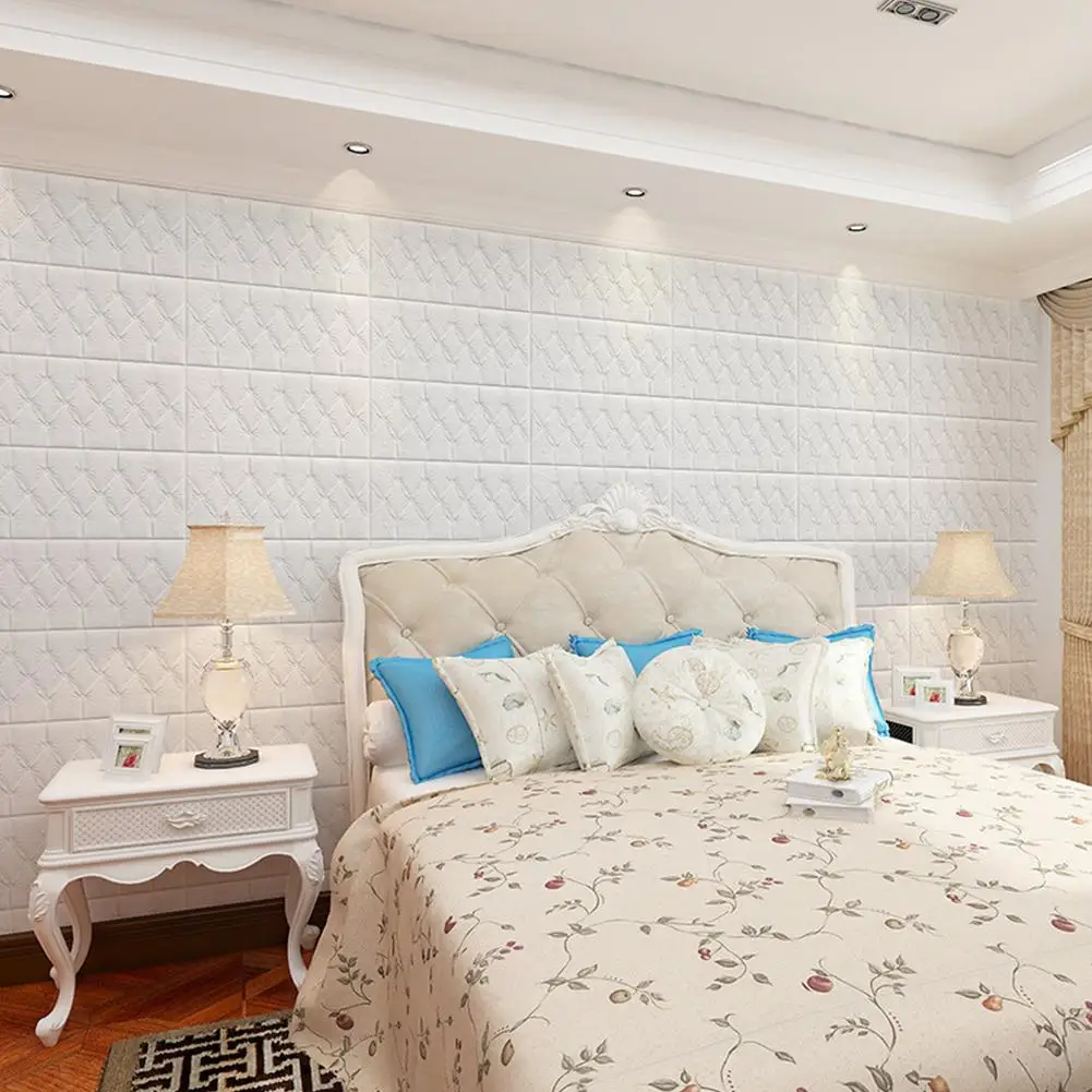 3D искусственная кожа PE пена Водонепроницаемая самоклеющаяся настенная бумага